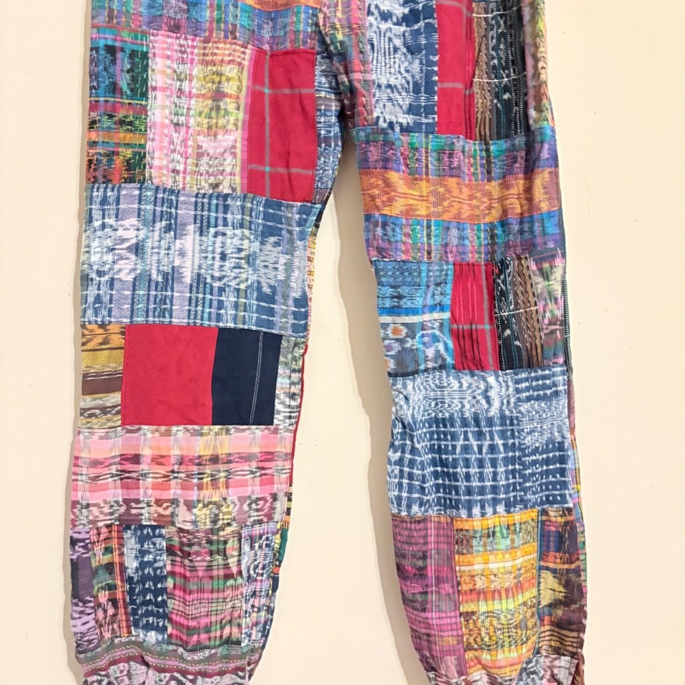 Festival Patchwork Boho Harem Pants Multicolor Drawstring Ankle Mens /Womens - Picture 9 of 12